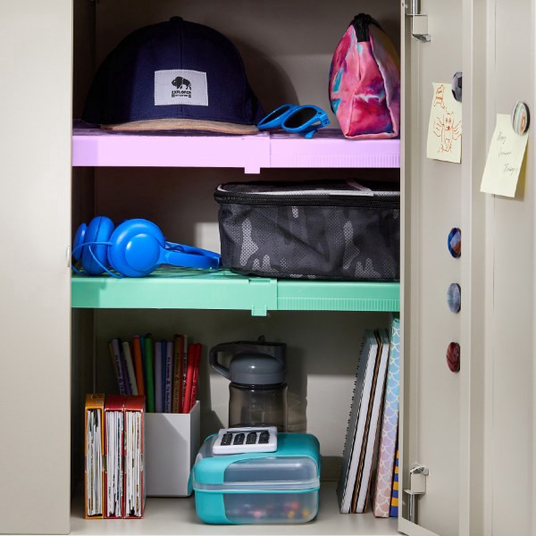 slide 3 of 6, LockerMate Adjust-A-Shelf Adjustable Locker Shelf, 1-3/4"H X 95"W X 10"D, Assorted Colors, 1 ct