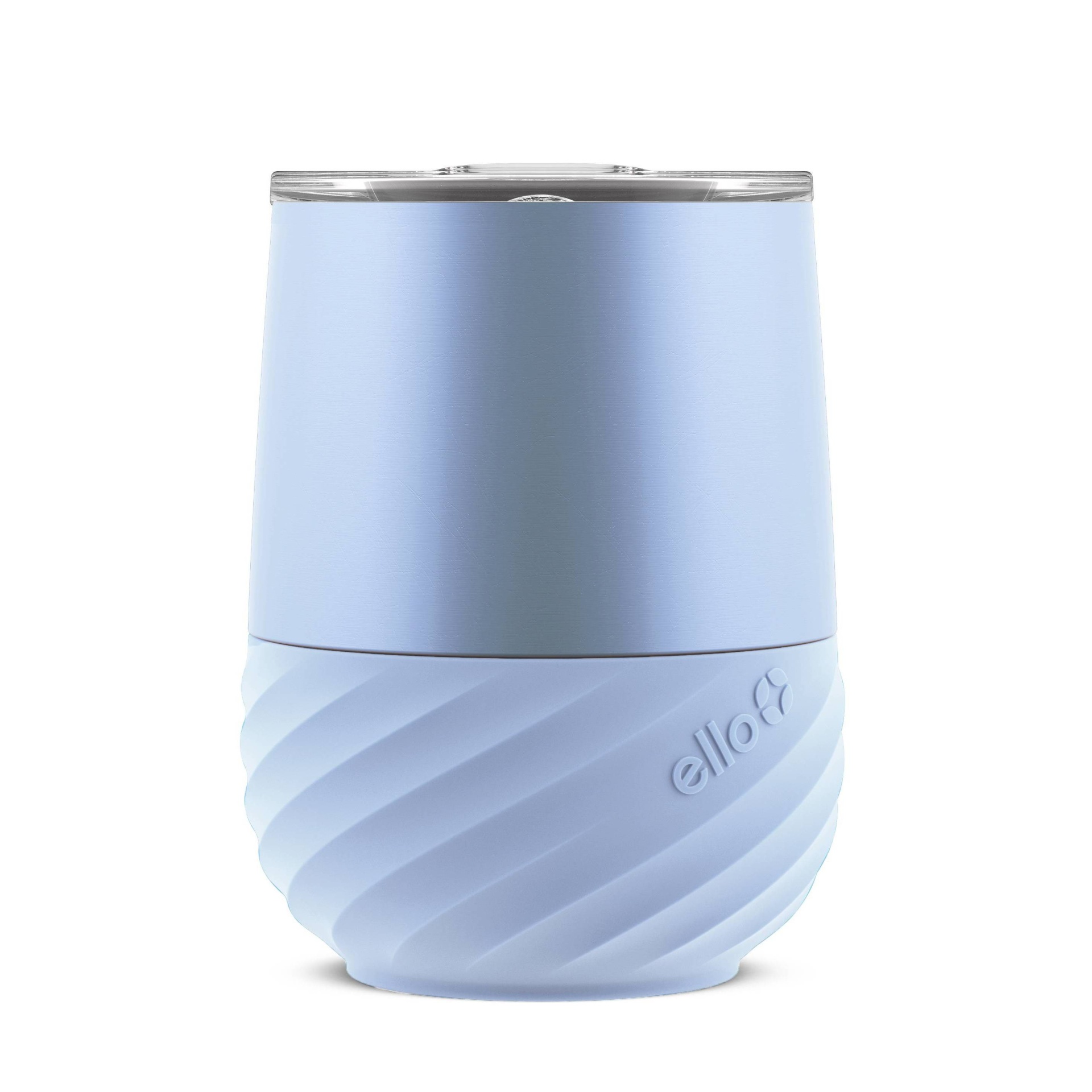 slide 1 of 4, Ello Clink Vacuum Insulated Stainless Steel Wine Tumbler with Silicone Boot and Lid - Blue, 12 oz