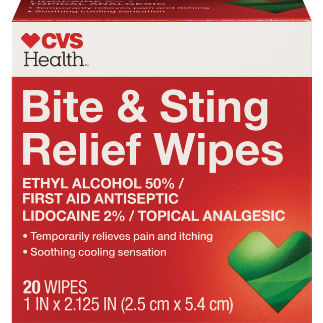slide 1 of 1, CVS Health Bite + Sting Relief Wipe, 1 ct