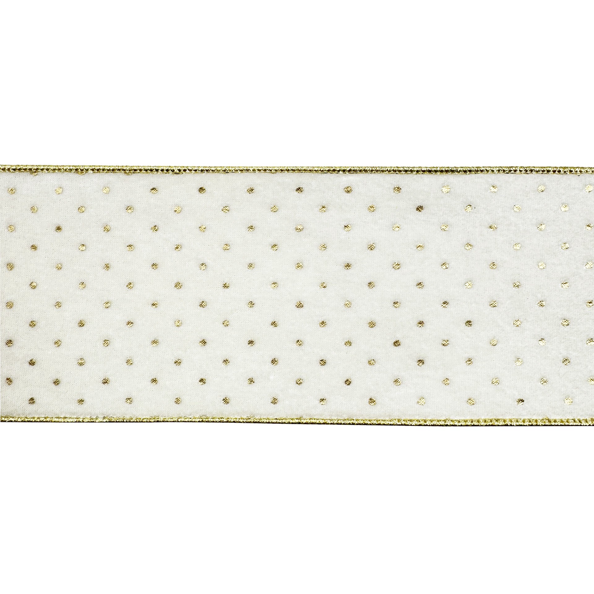 slide 3 of 3, 2.5" X 15ft. Cream & Gold Dots Wired Velvet Ribbon By Celebrate It, 3.5 in x 15 ft