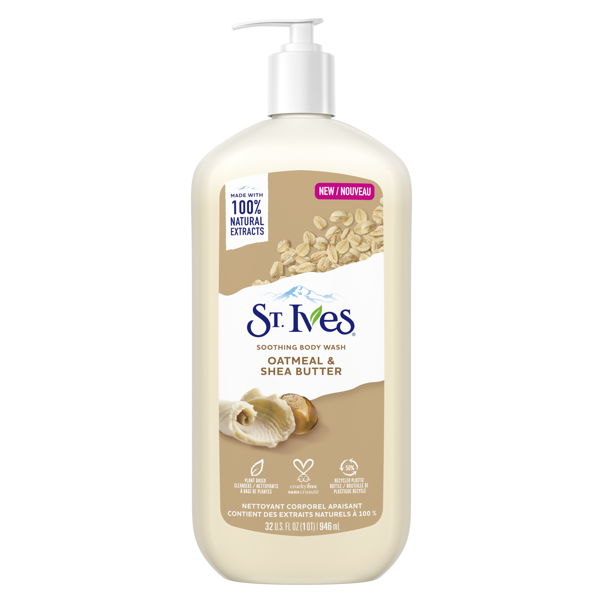 slide 2 of 4, St. Ives Soothing Body Wash with Pump Oatmeal & Shea Butter, 32 oz, 32 oz