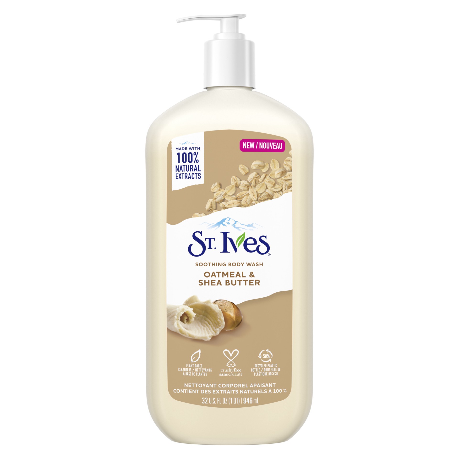 slide 1 of 4, St. Ives Soothing Body Wash with Pump Oatmeal & Shea Butter, 32 oz, 32 oz