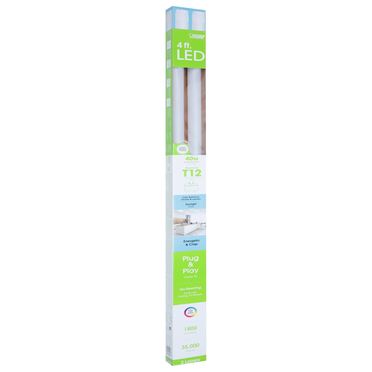 slide 11 of 11, Feit Electric 40 Watts LED Daylight Plug & Play Lamps 4 Feet 2 ea, 2 ct