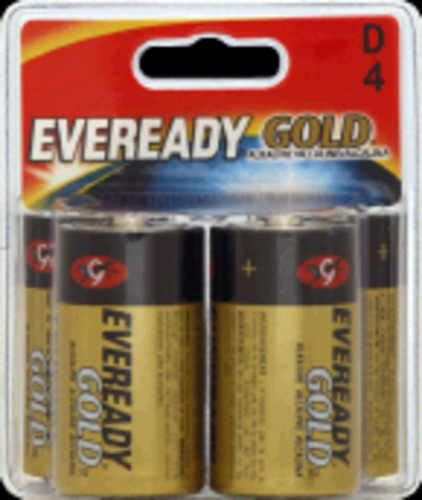 slide 1 of 1, Eveready Gold Alkaline D Battery, 4 ct