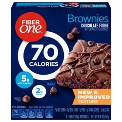 Fiber One 70 Calorie Brownies, Chocolate Fudge Snack Bars, 6 Ct, 5.34 oz