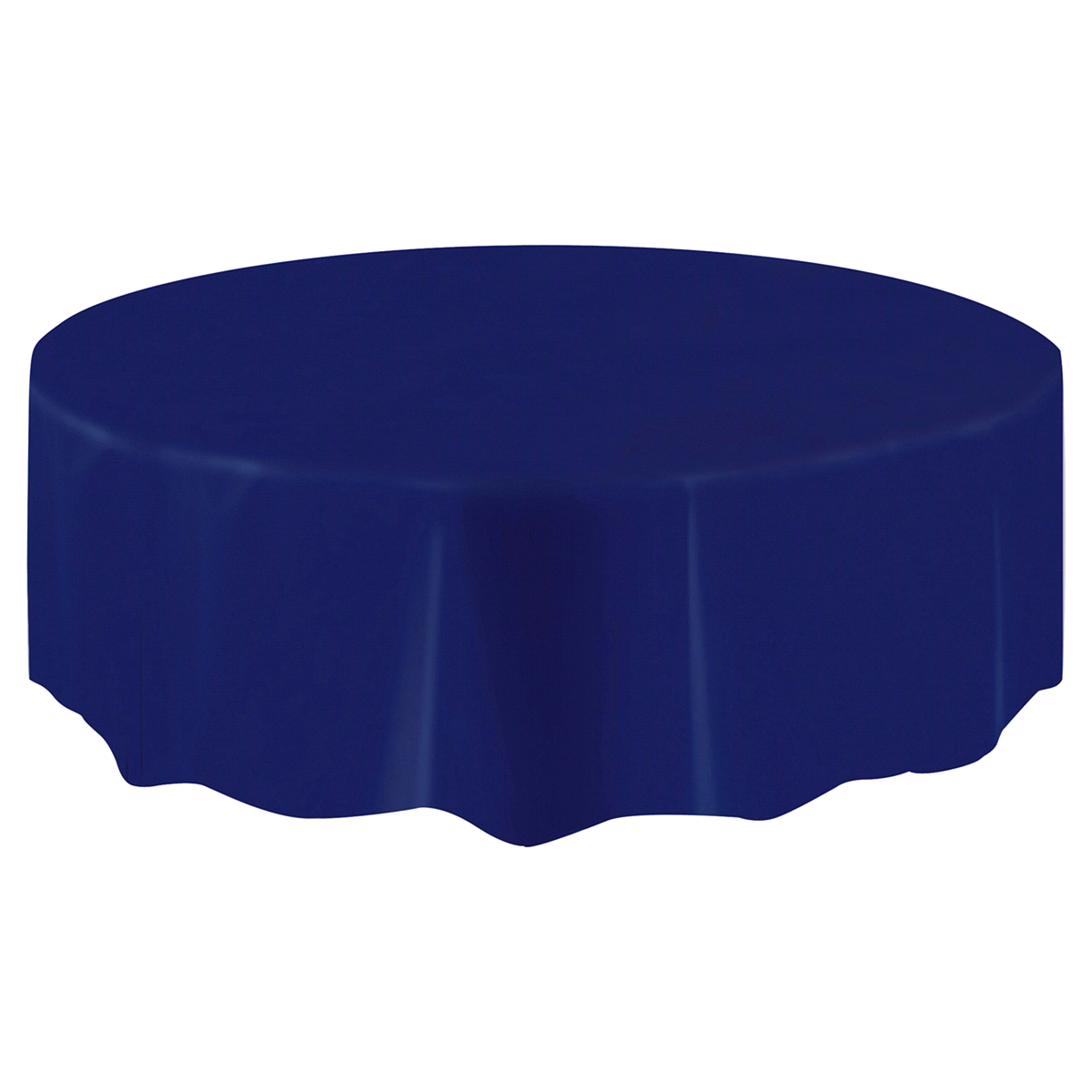 slide 1 of 2, Unique Round True Navy Blue Plastic Table Cover, 84 in., 84 in