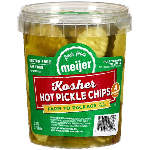 slide 1 of 1, Fresh From Meijer Kosher Hot Pickles, 32 oz