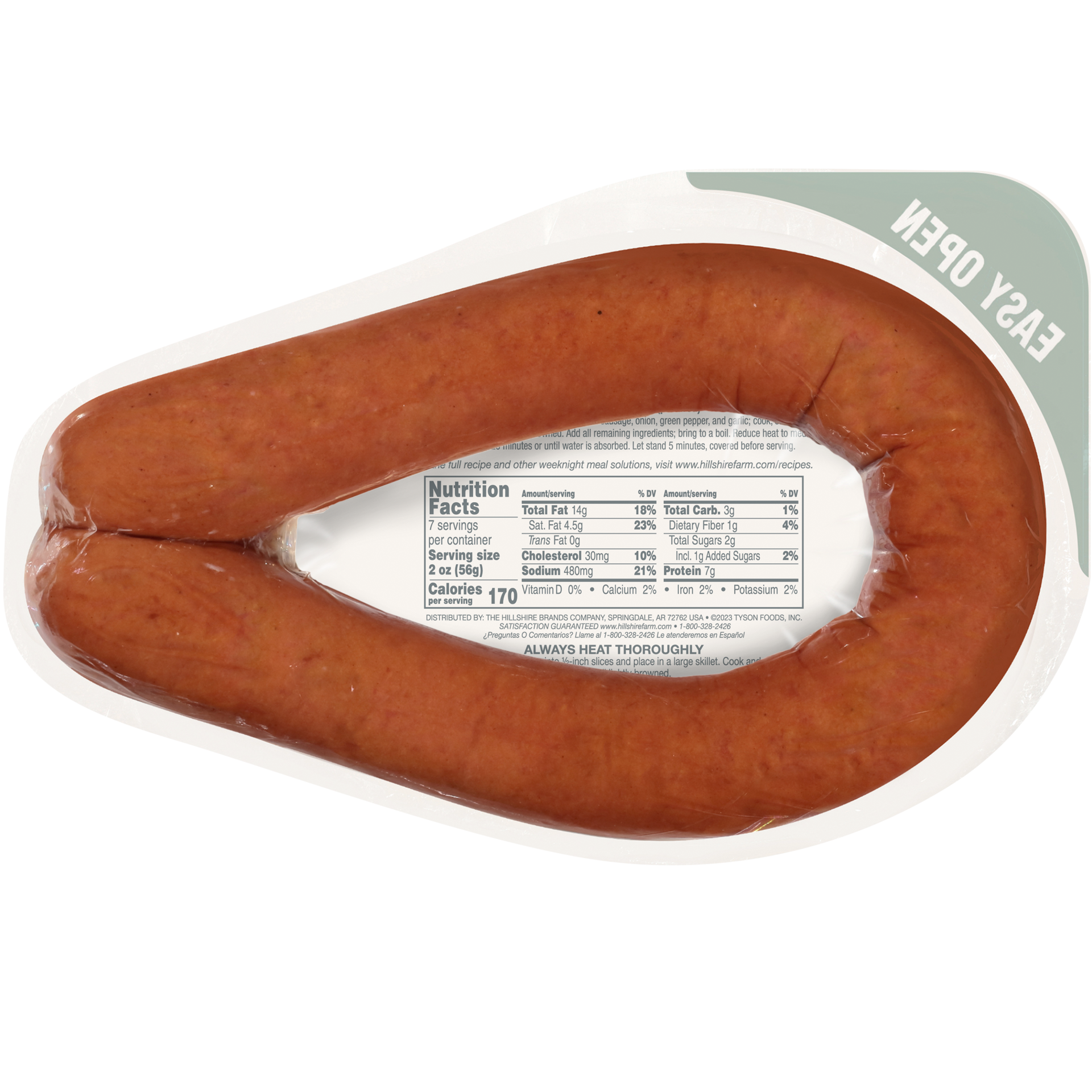 slide 7 of 7, Hillshire Farm Hot Smoked Sausage, 14 oz., 396.89 g