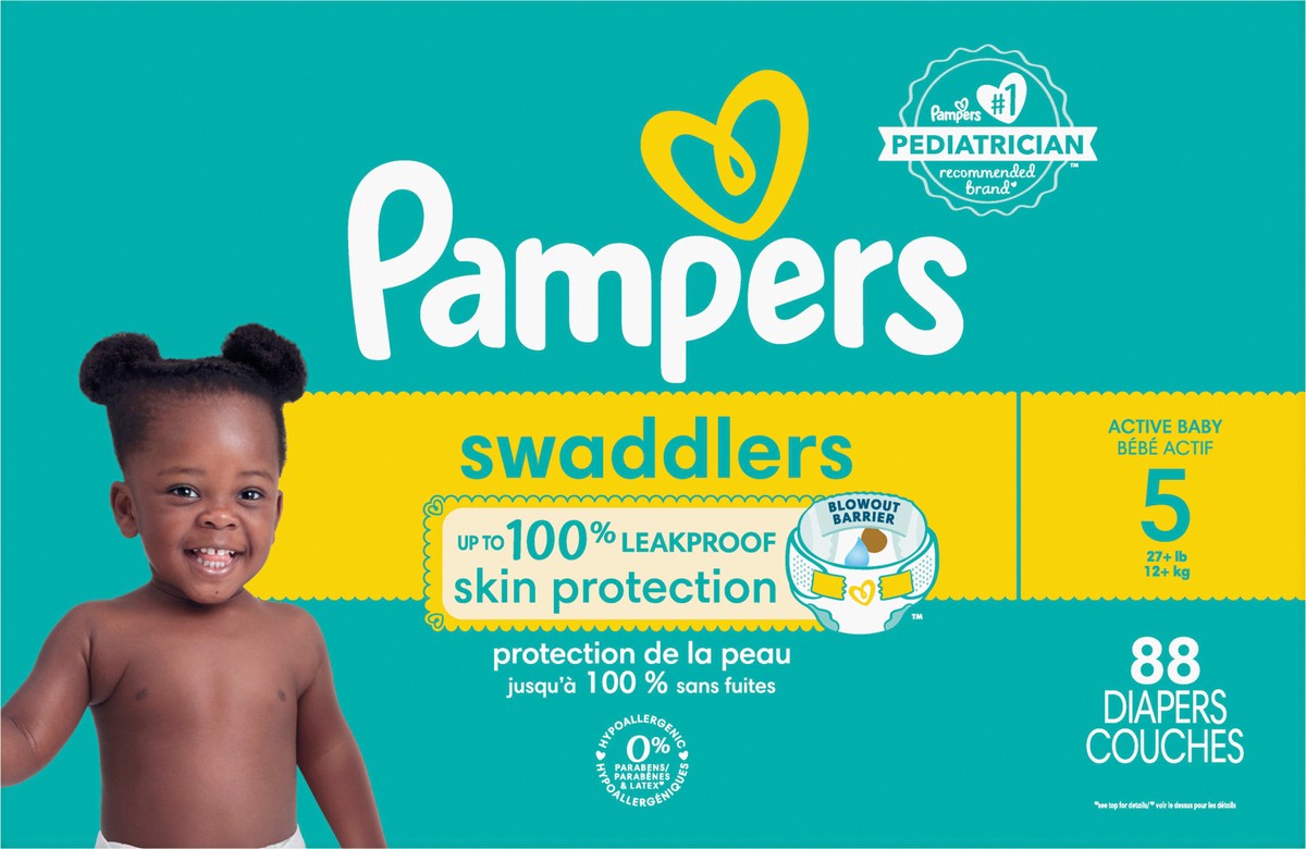 slide 4 of 8, Pampers Swaddlers Active Baby Diaper Size 5 88 Count, 88 ct