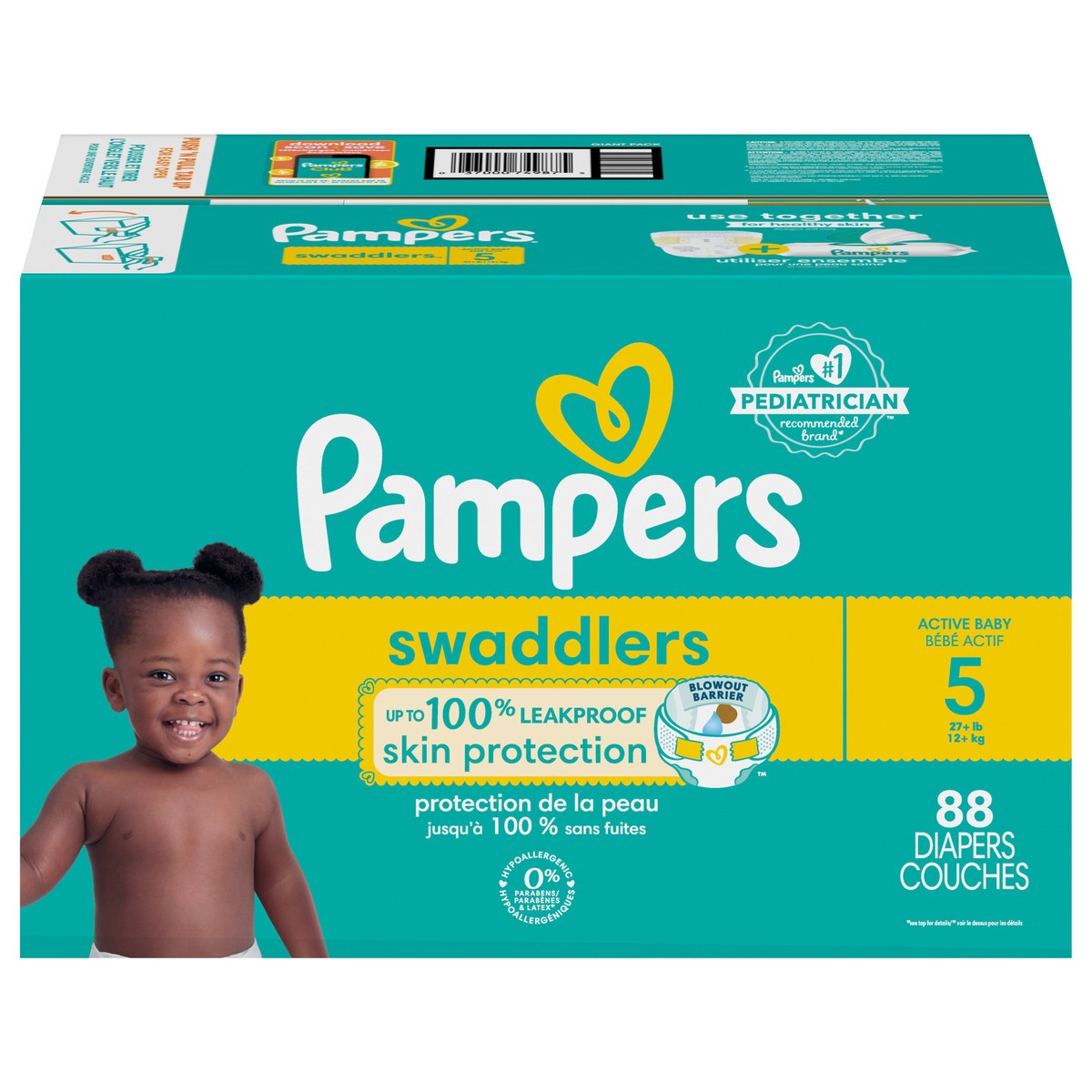 slide 1 of 8, Pampers Swaddlers Active Baby Diaper Size 5 88 Count, 88 ct