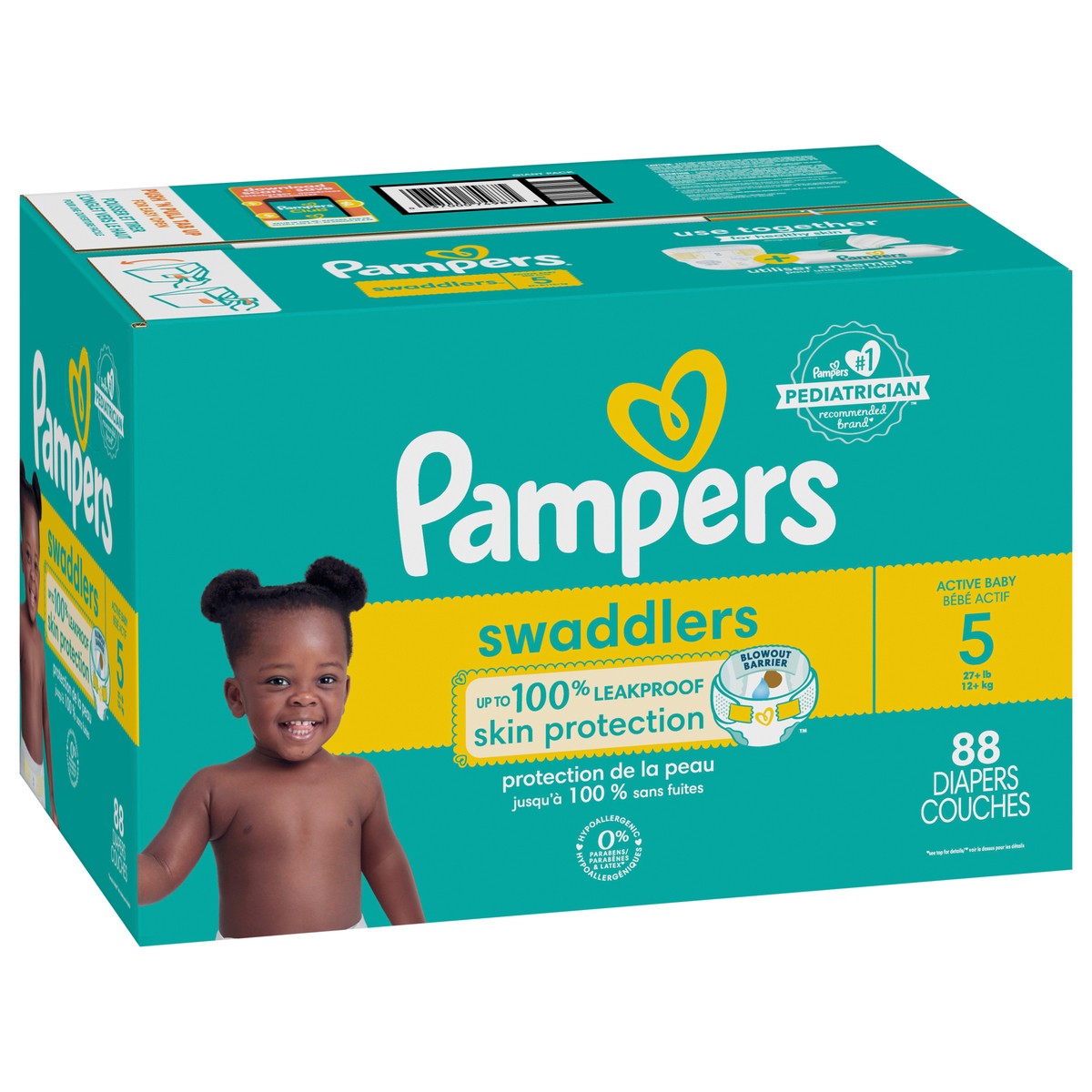 slide 3 of 8, Pampers Swaddlers Active Baby Diaper Size 5 88 Count, 88 ct