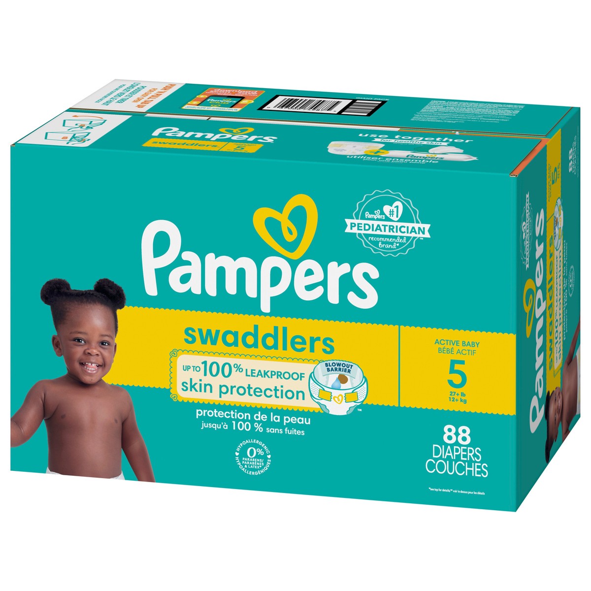 slide 7 of 8, Pampers Swaddlers Active Baby Diaper Size 5 88 Count, 88 ct