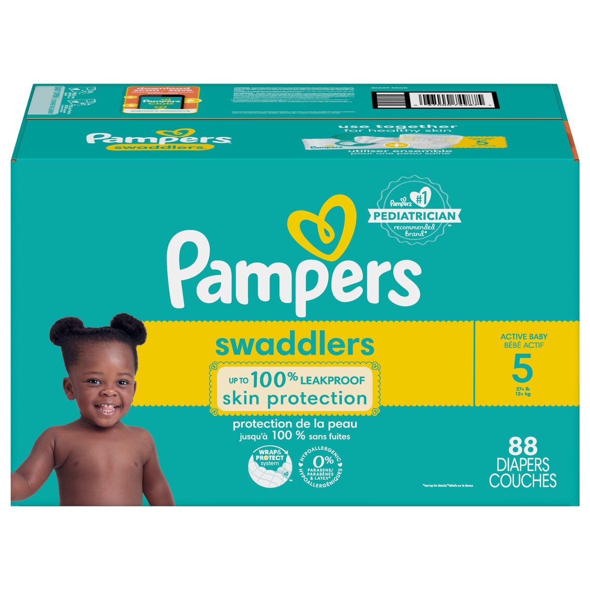 slide 1 of 1, Pampers Swaddlers Active Baby Diaper Size 5 88 Count, 88 ct