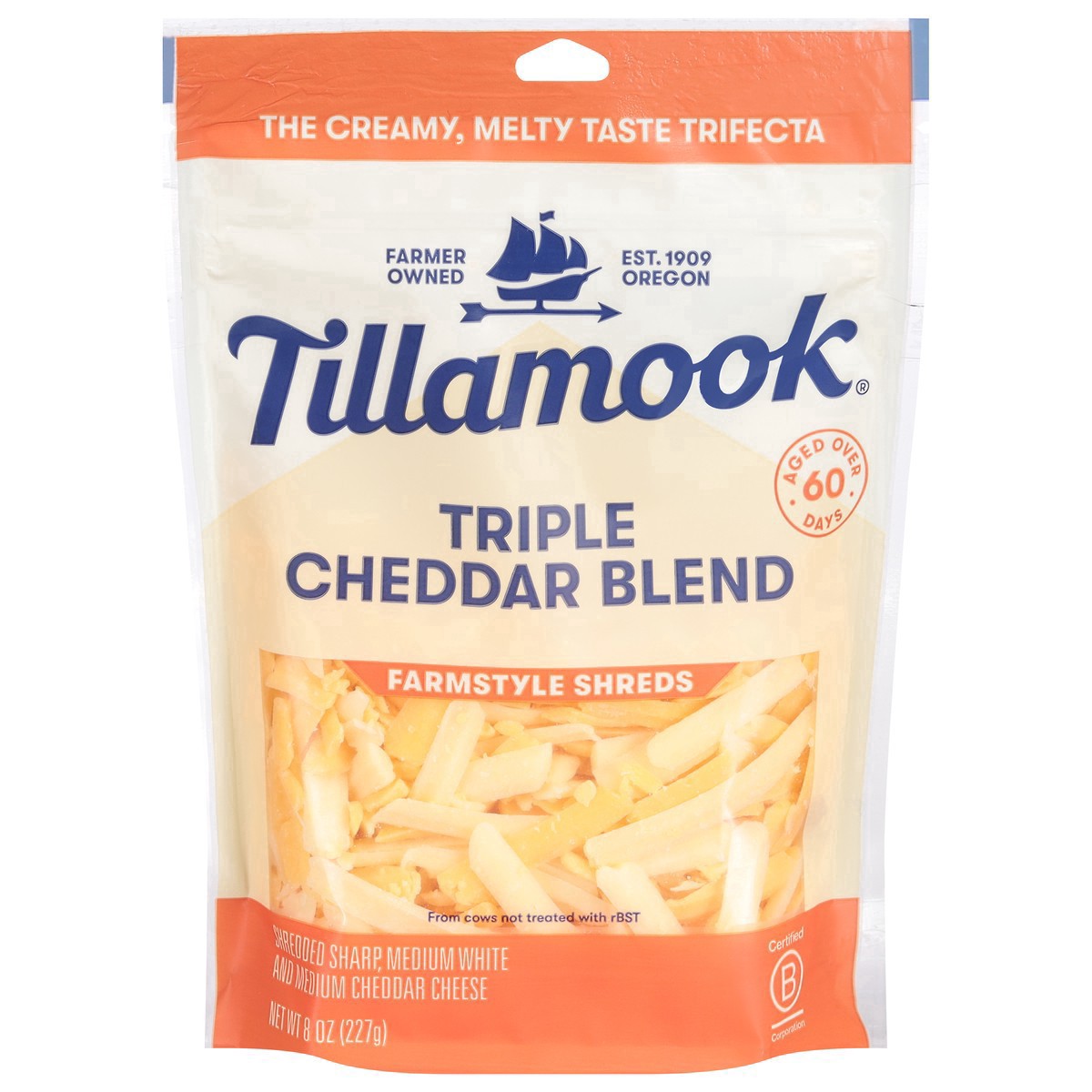 slide 3 of 17, Tillamook Farmstyle Shreds Triple Cheddar Blend Cheese 8 oz, 8 oz