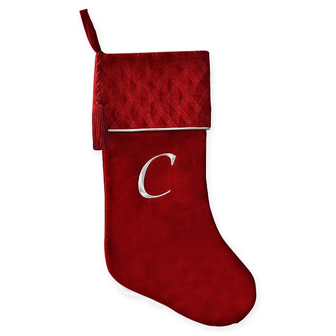 slide 1 of 2, Winter Wonderland Harvey Lewis Monogram Letter C'' Luxurious Velvet Stocking - Red'', 1 ct