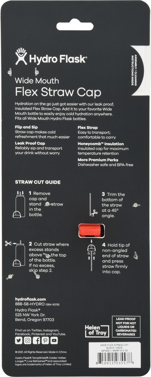 slide 5 of 11, Hydro Flask Wide Mouth Flex Straw Cap Black, 1 ct
