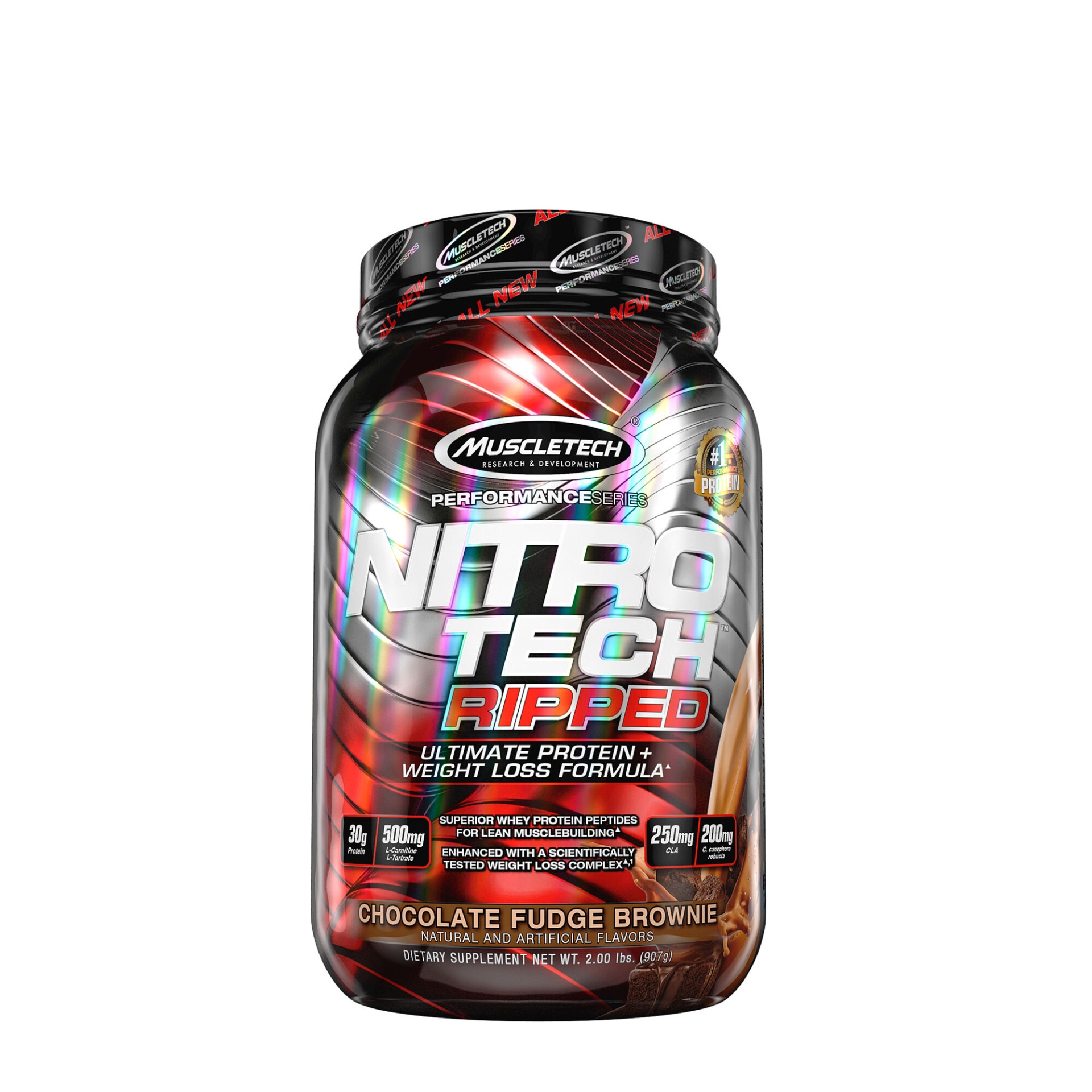 slide 1 of 1, MuscleTech Nitro-Tech RIPPED - Chocolate Fudge Brownie, 2 ct