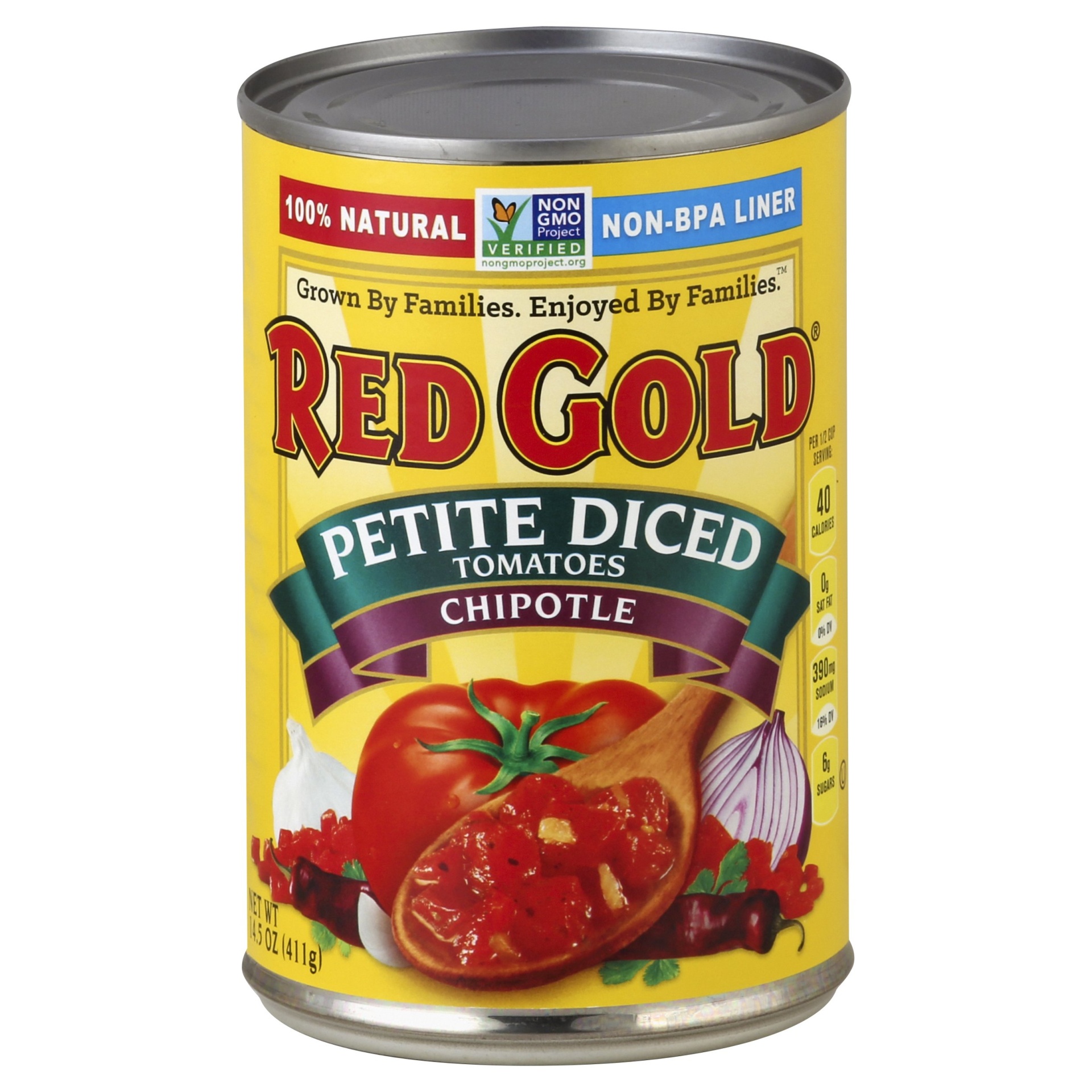 slide 1 of 7, Red Gold Chipotle Petite Diced Tomatoes, 14.5 oz