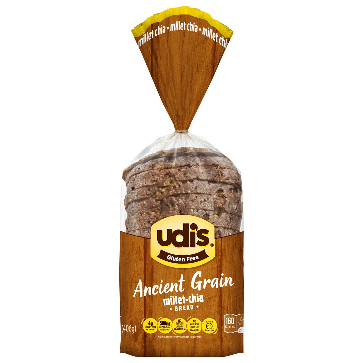 slide 1 of 1, Udi's Ancient Grain Gluten Free Millet-Chia Bread 14.3 oz, 14.3 oz