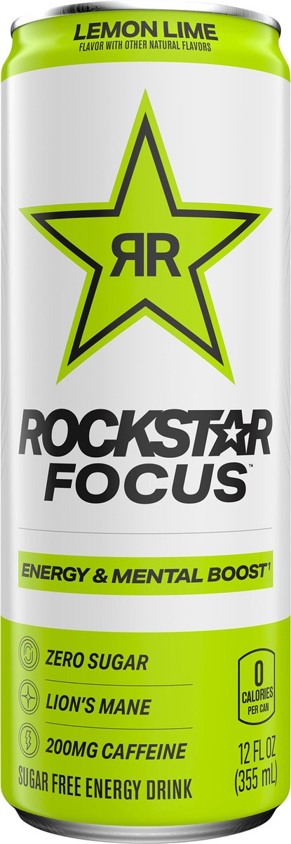 slide 7 of 7, Rockstar Focus Sugar Free Energy Drink Lemon Lime - 12 fl oz, 12 fl oz