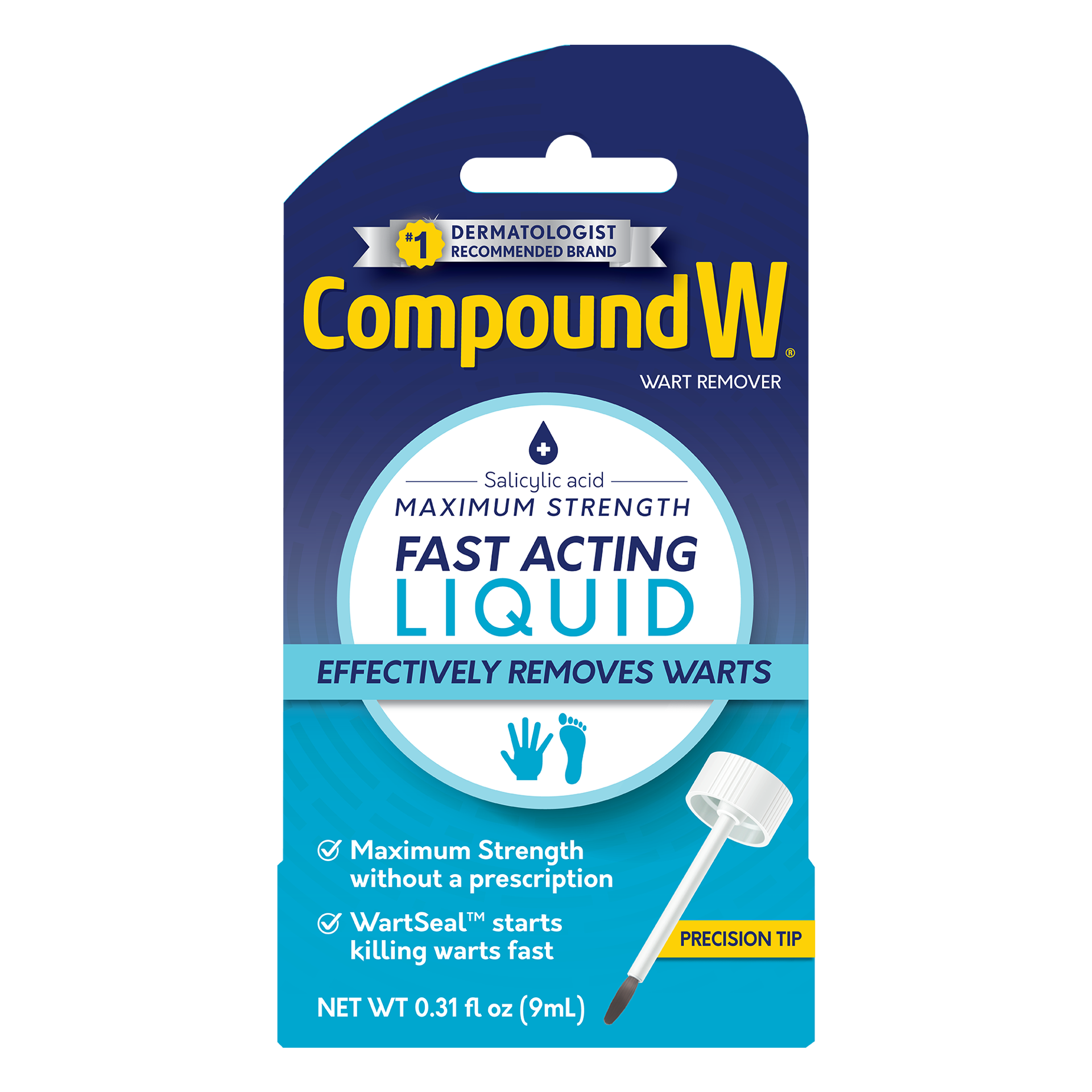 slide 1 of 1, Compound W Maximum Strength Fast Acting Liquid Wart Remover, 0.31 fl oz, 31 oz