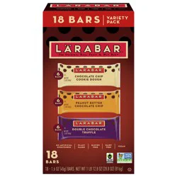 LÄRABAR Chocolate Variety Pack, Fruit and Nut Bars, Gluten Free and Vegan, 28.8 oz, 18 Ct