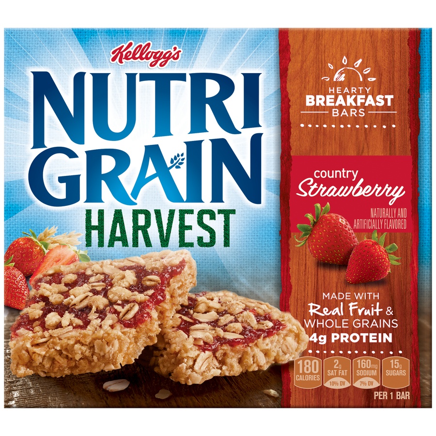 slide 1 of 4, Kellogg's Nutri Grain Harvest Country Strawberry Breakfast Bars, 5 ct