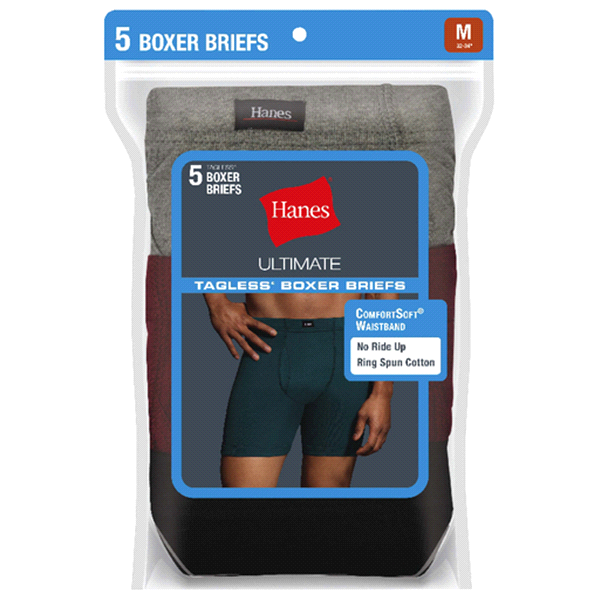 slide 1 of 1, Hanes Ultimate Mens ComfortSoft Waistband Boxer Brief Assorted, 5 ct