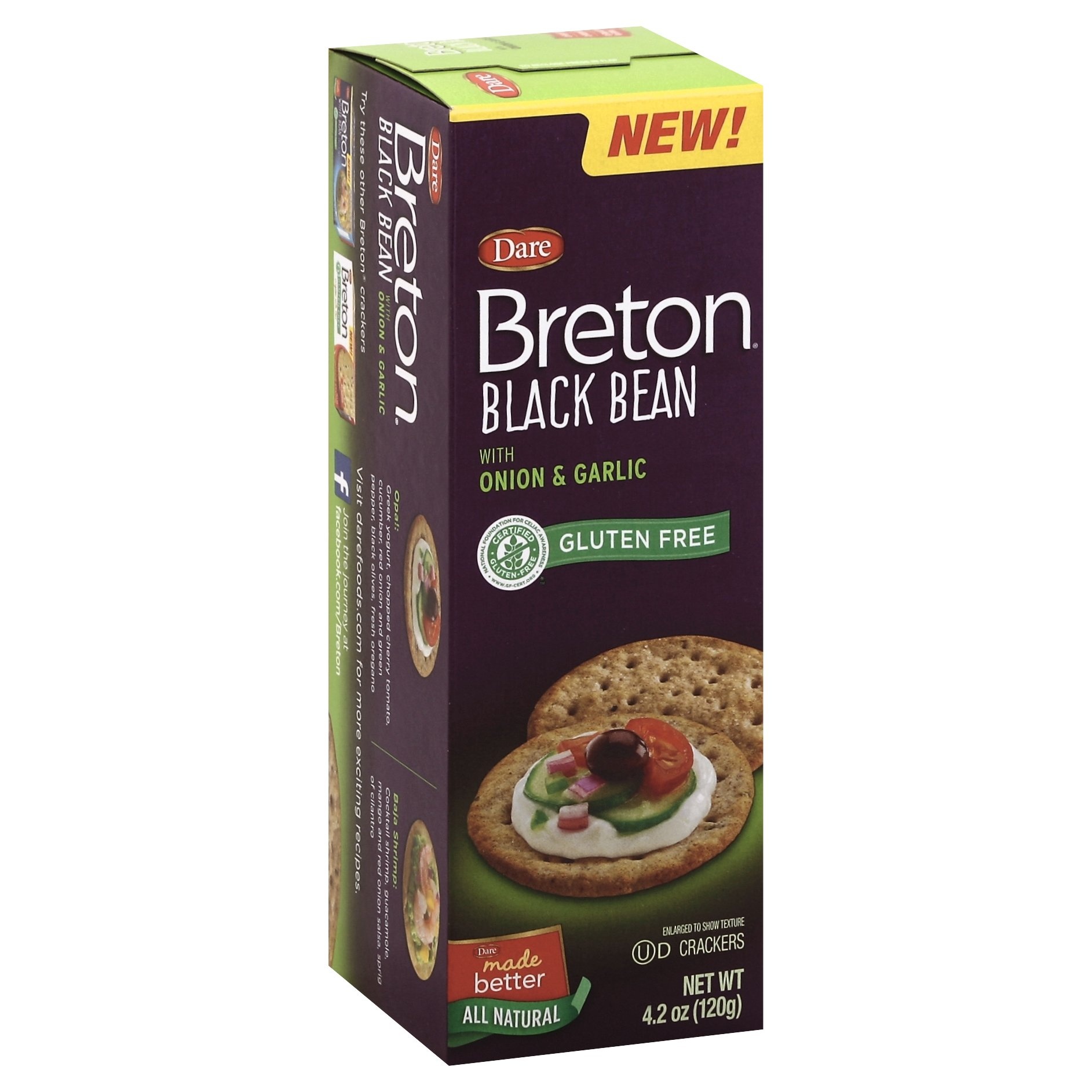 slide 1 of 1, Breton Dare Breton Crackers Black Bean with Onion & Garlic, 4.2 oz