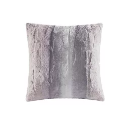 Madison Park Zuri Faux Fur Square Pillow - Blush/Grey