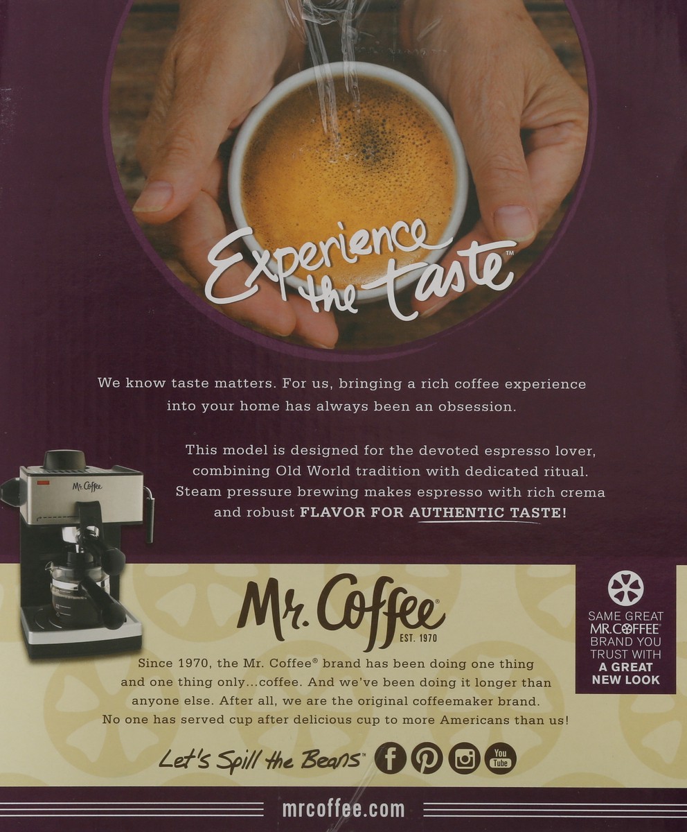 slide 5 of 9, Mr. Coffee Steam Espresso & Cappuccino Maker - ECM160-NP, 1 ct