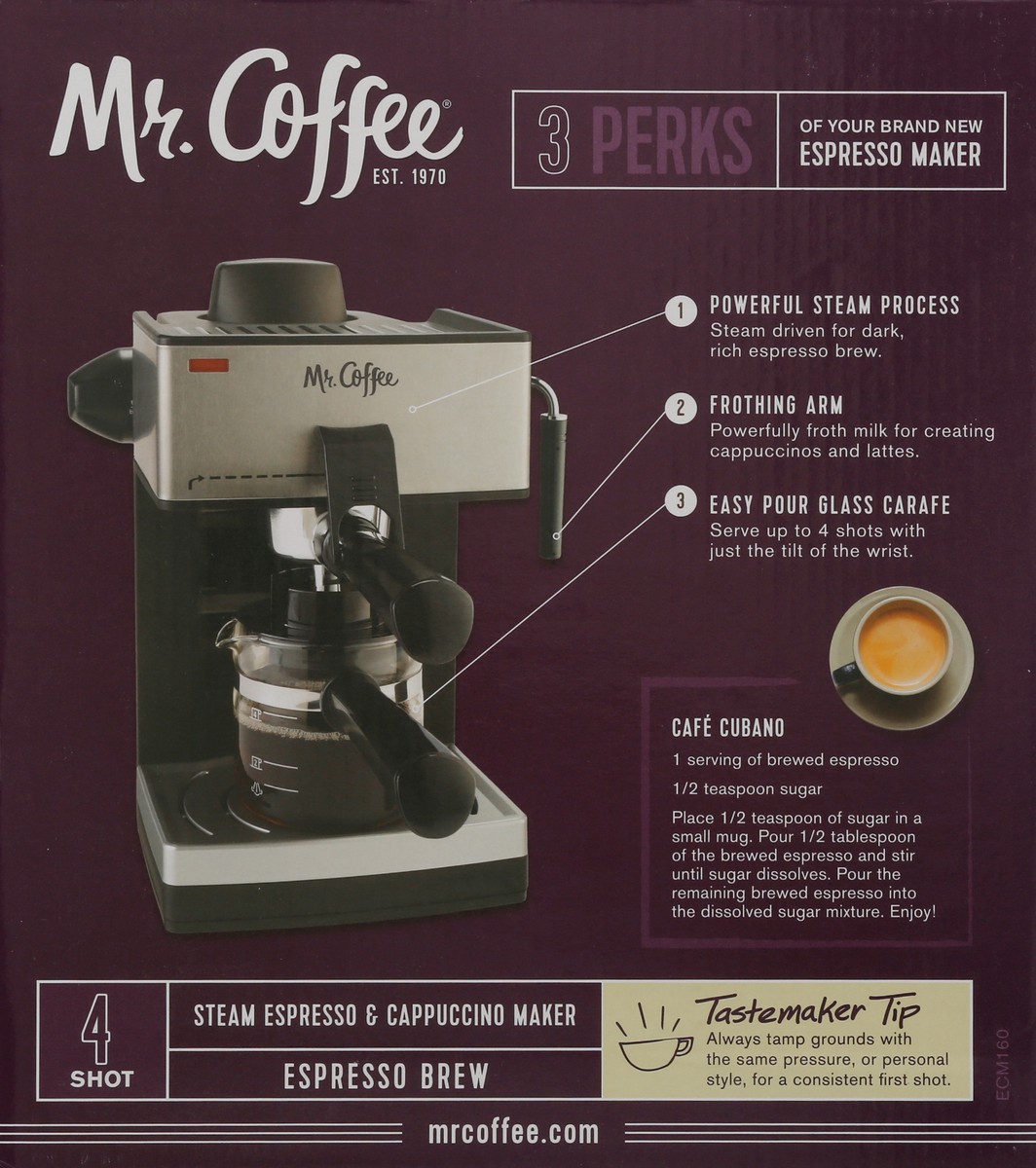 slide 8 of 9, Mr. Coffee Steam Espresso & Cappuccino Maker - ECM160-NP, 1 ct