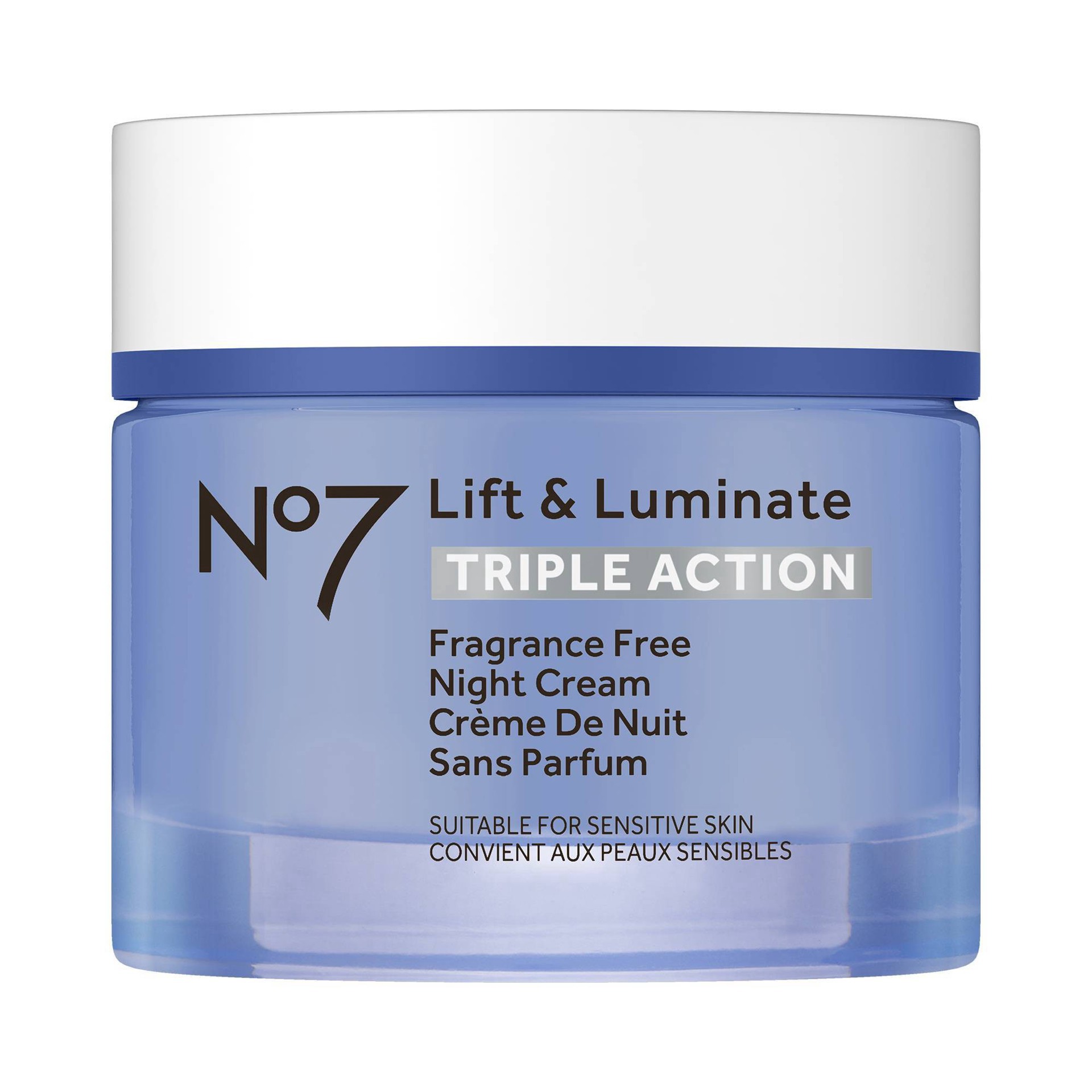 slide 8 of 12, No7 Lift & Luminate Triple Action Fragrance Free Night Cream, 1.69 fl oz