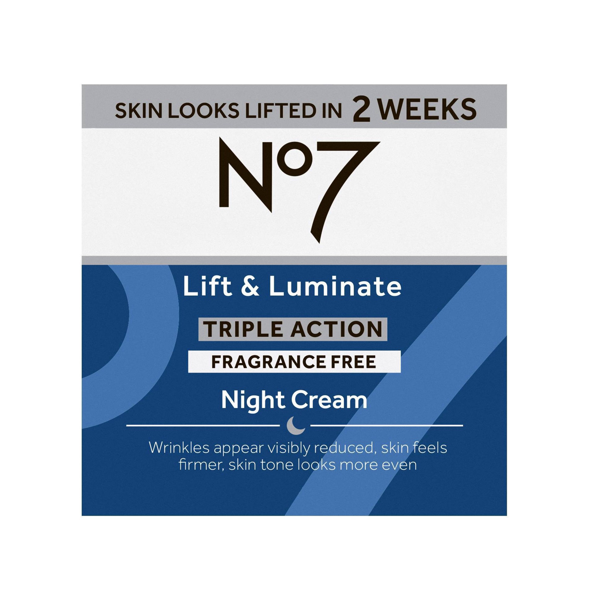slide 9 of 12, No7 Lift & Luminate Triple Action Fragrance Free Night Cream, 1.69 fl oz