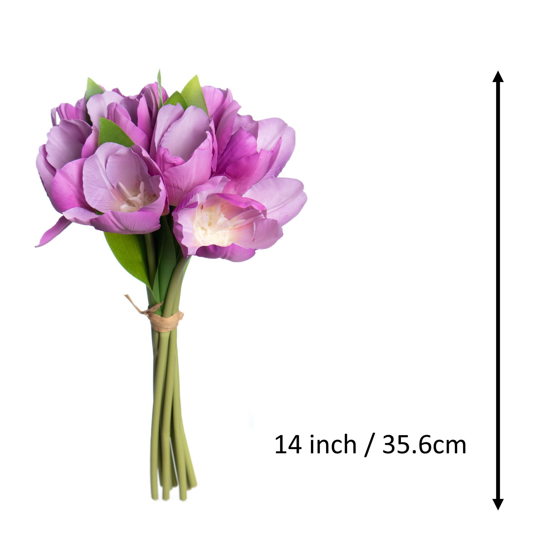 slide 3 of 3, 14" Purple Faux Real Tulip Stem Bundle By Ashland, 7 in x 4 in x 14 in
