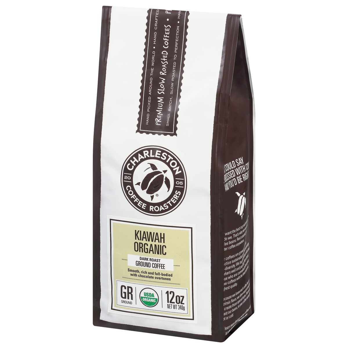 slide 9 of 9, Charleston Coffee Roasters Organic Dark Roast Ground Kiawah Coffee 12 oz, 12 oz