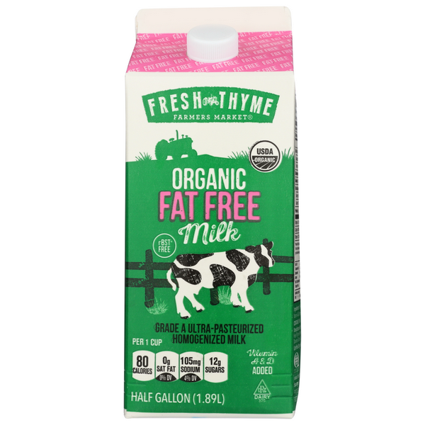 slide 1 of 1, Fresh Thyme Organic Milk Fat Free, 64 fl oz