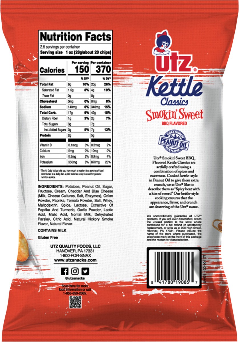 slide 6 of 10, Utz 2.5 oz Utz Kettle Classics Smokin' Sweet Potato Chips, 2.5 oz