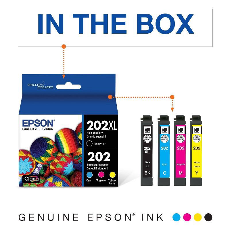 slide 2 of 5, Epson T202Xl-Bcs High-Yield Black And Color Ink Cartridge, 1 ct