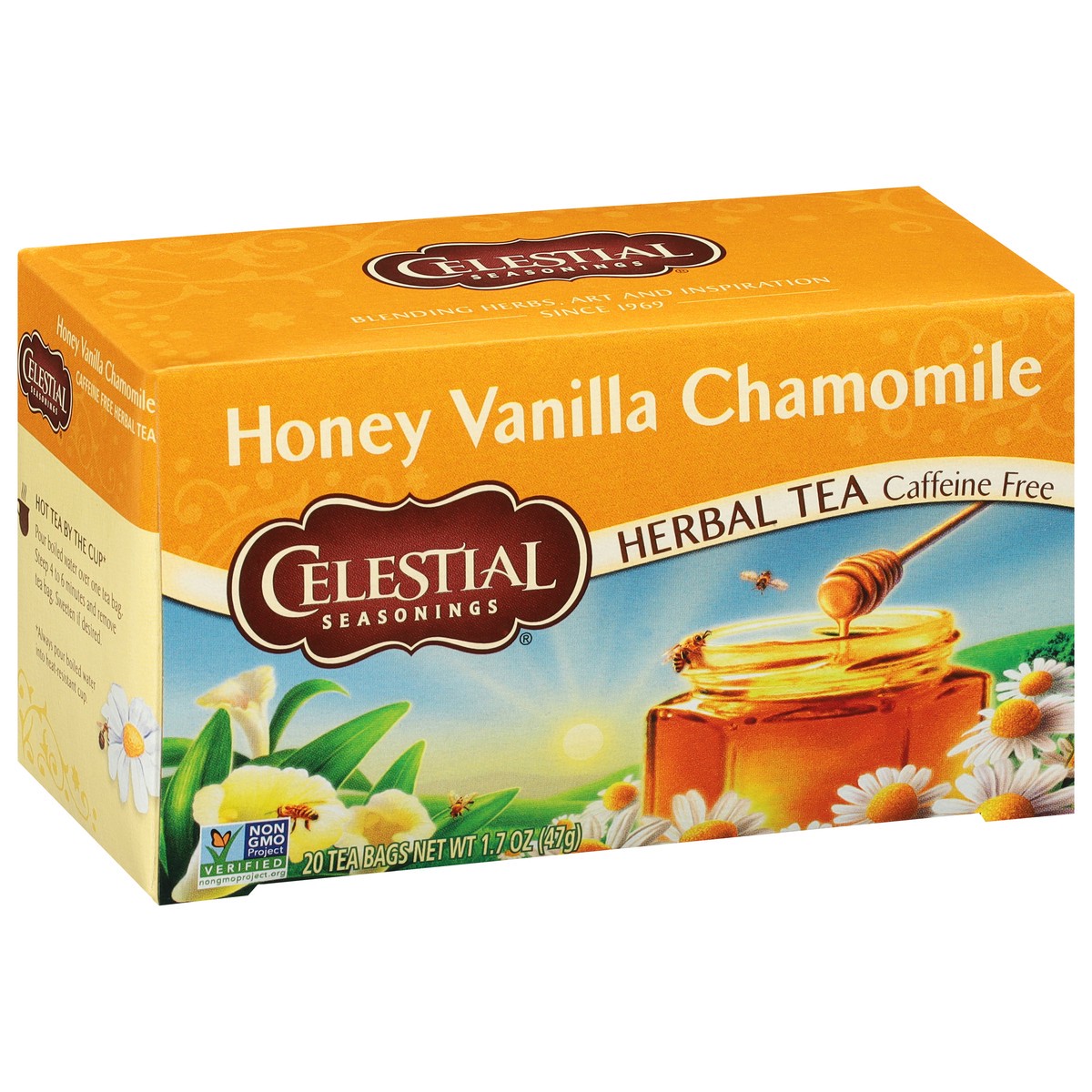 slide 2 of 8, Celestial Seasonings Caffeine Free Honey Vanilla Chamomile Herbal Tea, 20 ct