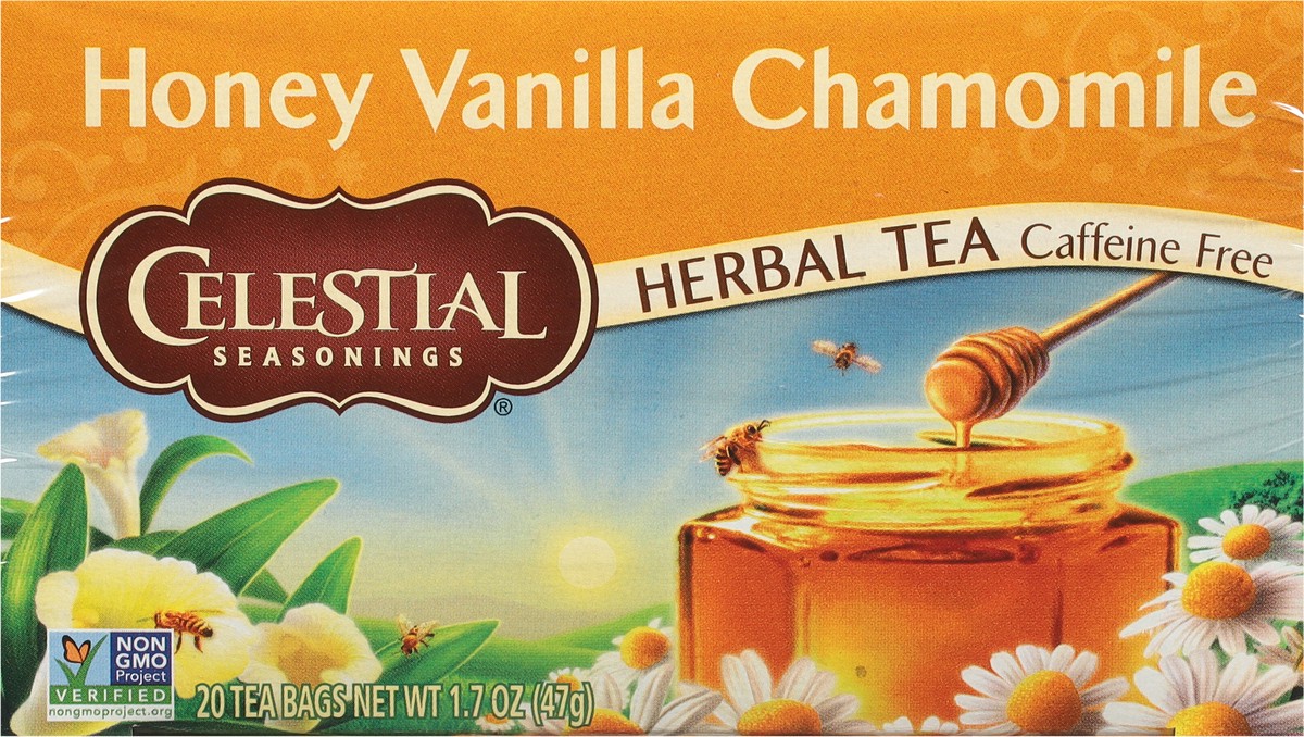 slide 5 of 8, Celestial Seasonings Caffeine Free Honey Vanilla Chamomile Herbal Tea, 20 ct