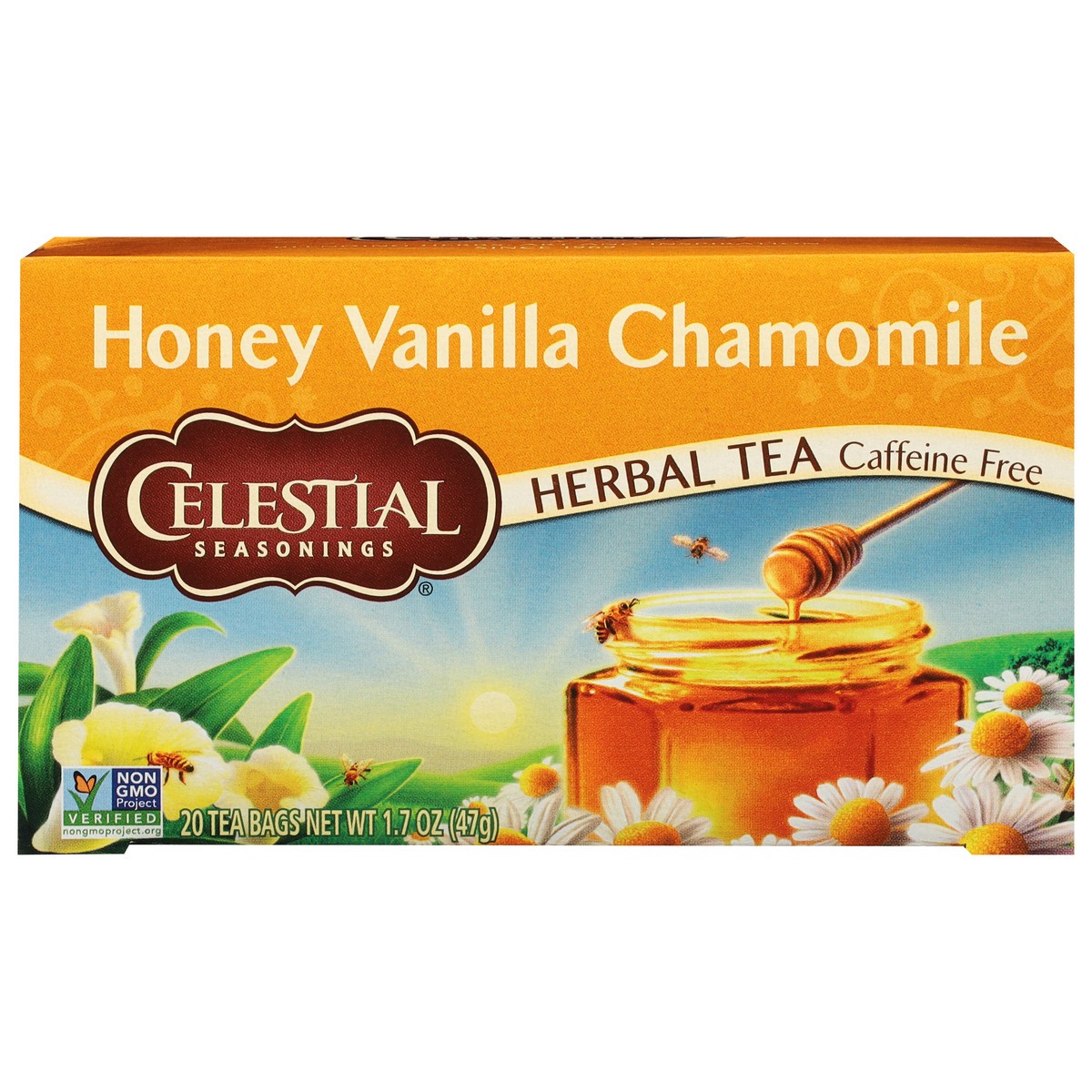 slide 1 of 8, Celestial Seasonings Caffeine Free Honey Vanilla Chamomile Herbal Tea, 20 ct