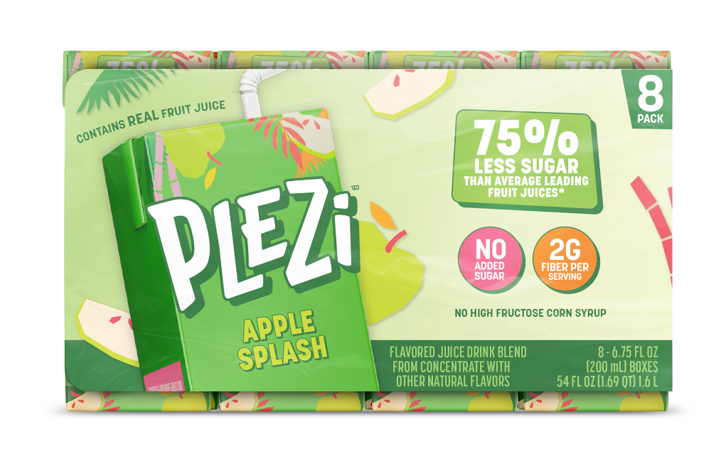 slide 1 of 1, Plezi Kids Hydration Apple Splash Flavored Drink, 8 ct