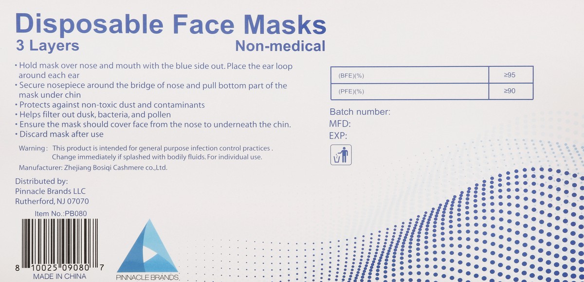 slide 5 of 9, Pinnacle Disposable Face Masks With Ear Loops, 10 ct