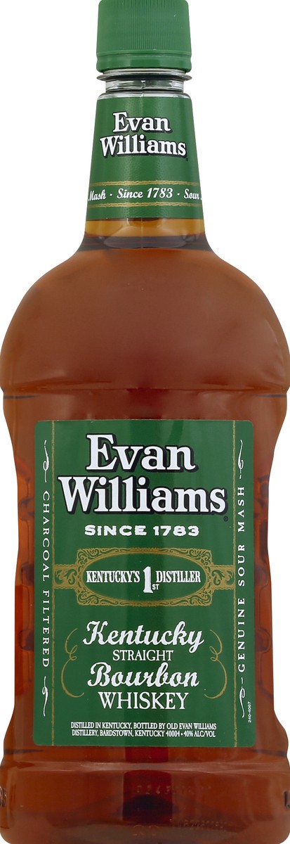 slide 2 of 2, Evan Williams Our Kentucky Straight Bourbon is full of character and simply done right. Named after Evan Williams, who opened Kentucky''s 1st Distillery in 1783. Evan Williams is the #2 selling KY Straight Bourbon brand in the world., 1.75 liter