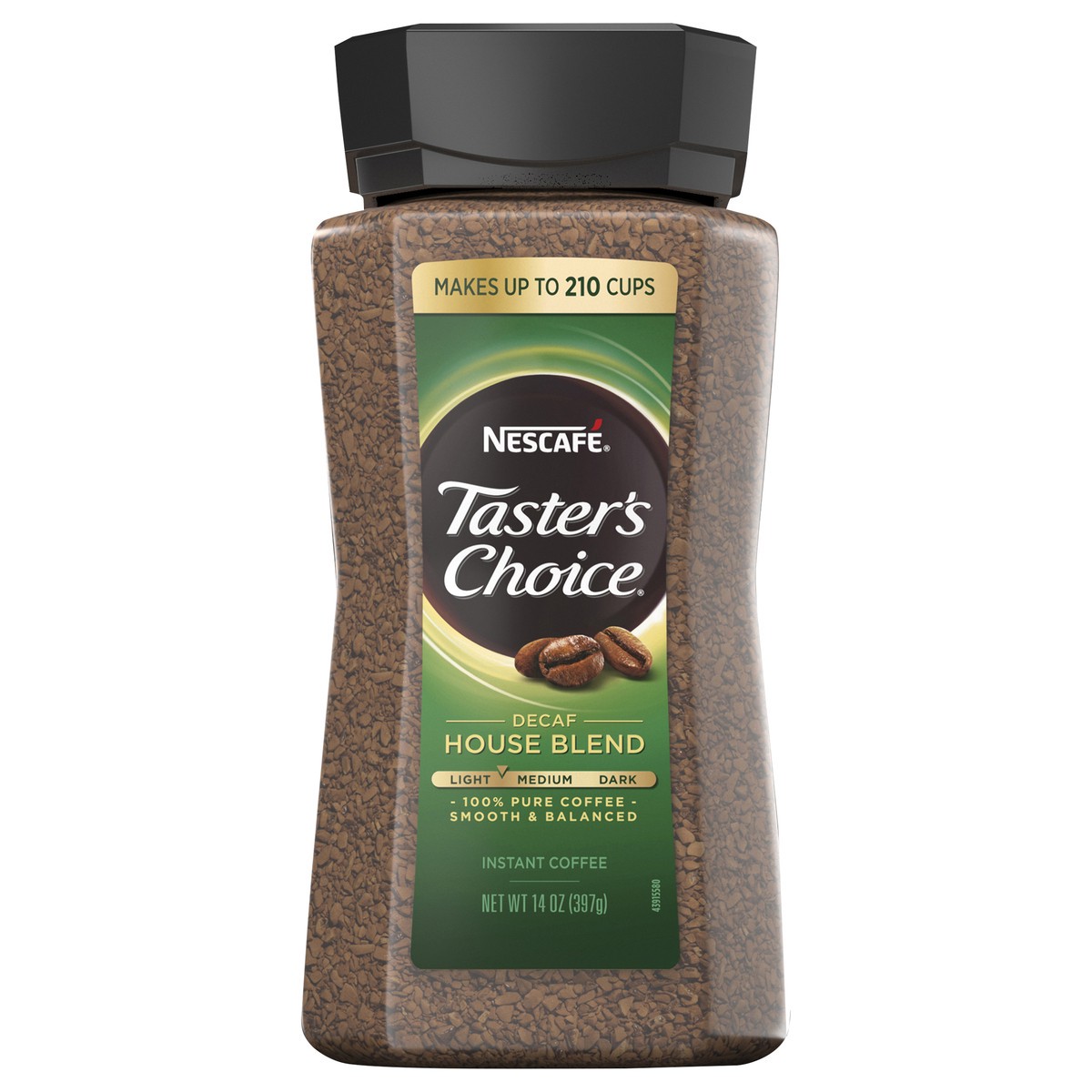 slide 5 of 12, Nescafé NESCAFÉ Taster's Choice Instant Coffee, Light Medium Roast, Decaf House Blend, 1 Jar (14 Oz), 14 oz