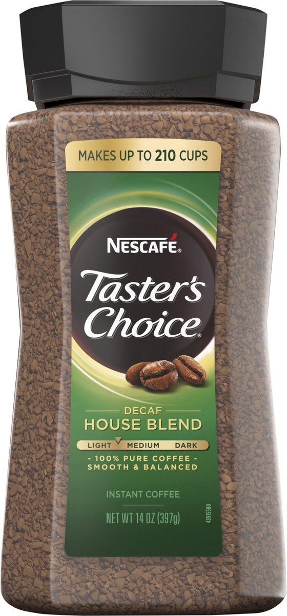 slide 8 of 12, Nescafé NESCAFÉ Taster's Choice Instant Coffee, Light Medium Roast, Decaf House Blend, 1 Jar (14 Oz), 14 oz
