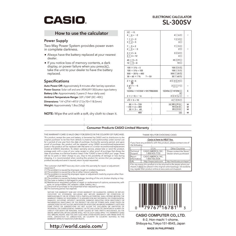 slide 3 of 7, Casio SL-300SV Basic Calculator, 1 ct