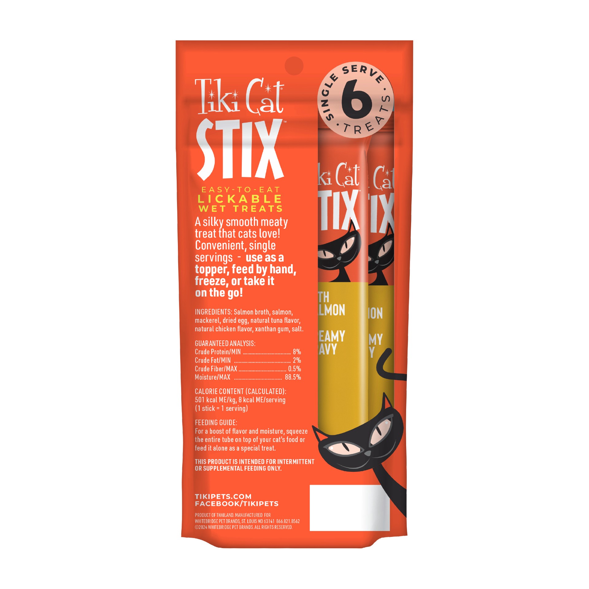slide 7 of 7, Tiki Cat Stix Wet Cat Treats, Salmon, 3 oz. Pouch, 6 ct