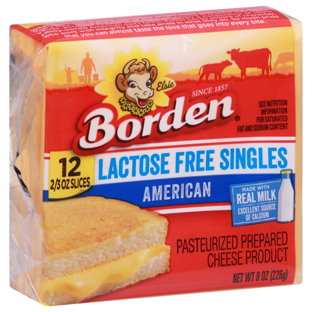 slide 2 of 9, Borden Lactose Free Singles American Cheese Slices 12 ea, 8 oz